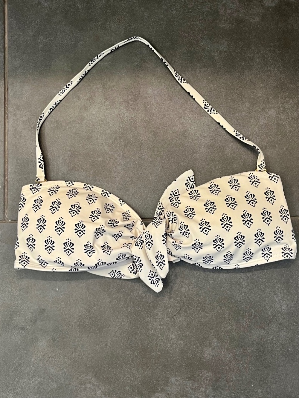 Tory Burch Bandeau Halter Bikini Swim Top Medallion Monogram Print Size Medium - Picture 1 of 7